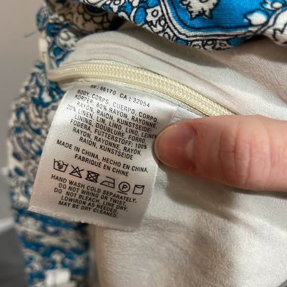 Anthropologie Feather Bone Talese Blue Paisley Printed Wide Leg Pants 8 - Picture 5 of 5